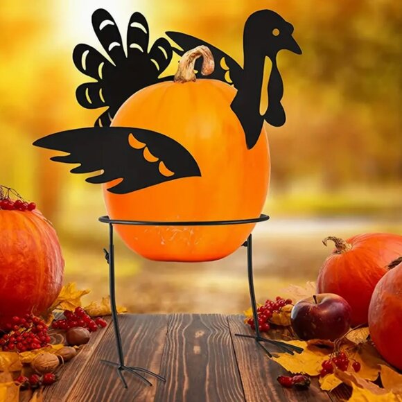 Other - 1 Set, Turkey Design Pumpkin Holder, Metal Holder, Outdoor Yard Decor
